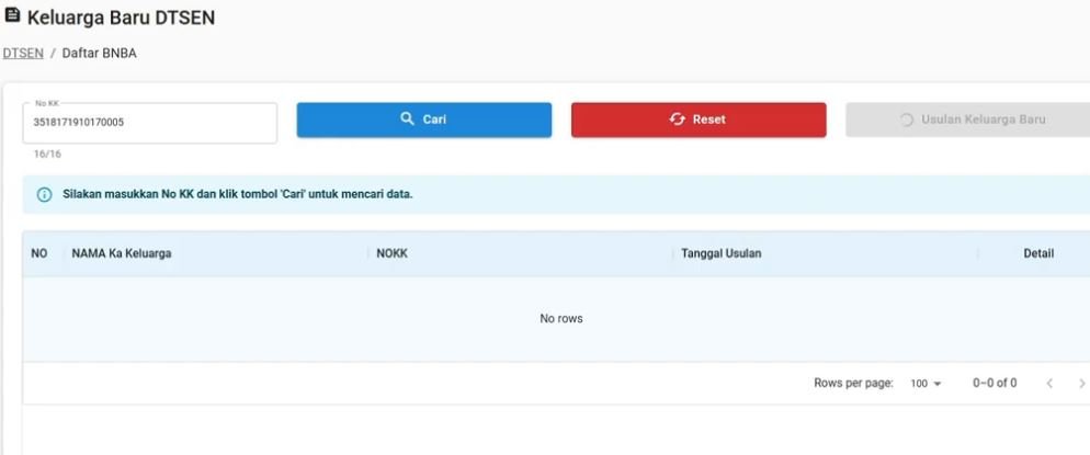 Detail data DTSEN No. KK